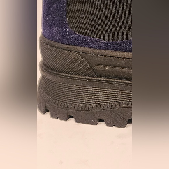 LIFE Women's Italian Blue & Black Suede Platform ChelseaBoots Size 6.5 /37 - Picture 13 of 14